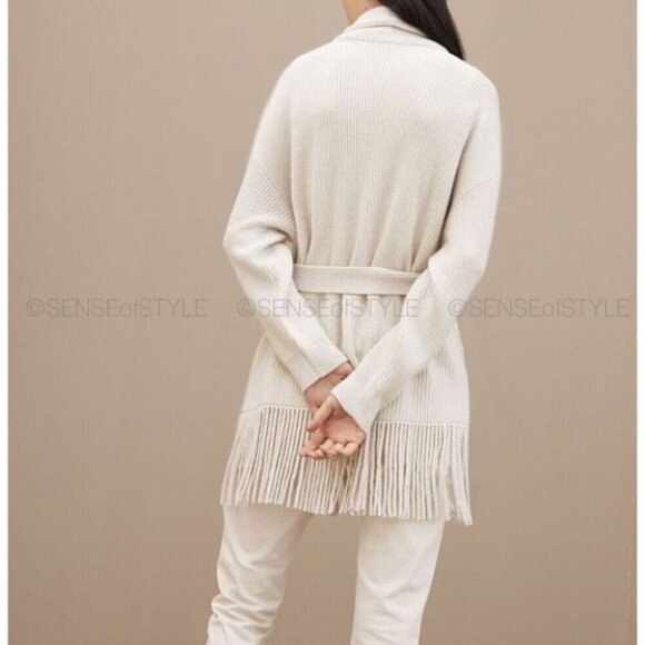 Brunello Cucinelli Cashmere Fringe Cardigan Sweater Top Knit Jacket Women S 40 4 - Picture 3 of 16